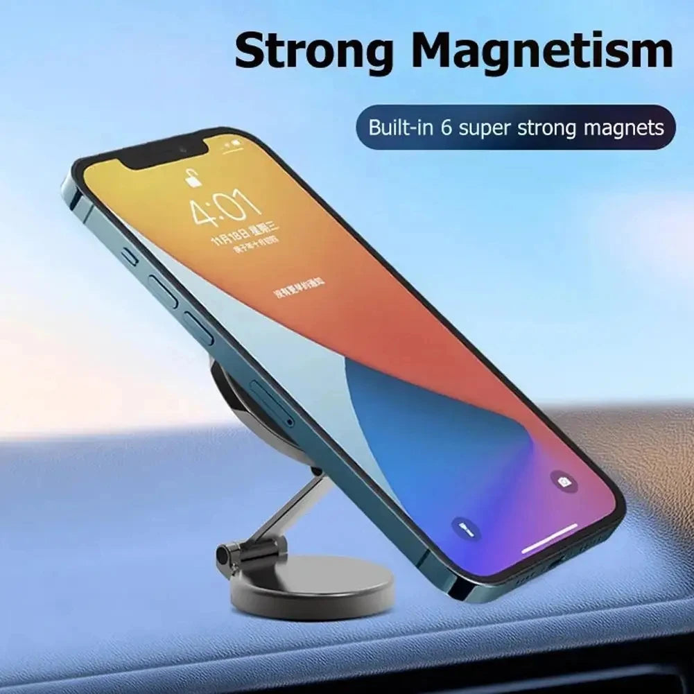 Car Magnetic Folding Phone Holder 360 Degree Rotation Phone Mount Suction Cup Car Navigation Phone Holder AntiShake Bracket