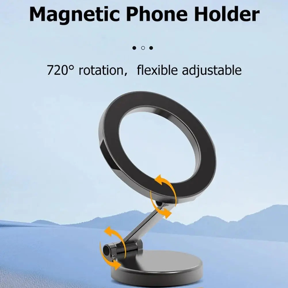 Car Magnetic Folding Phone Holder 360 Degree Rotation Phone Mount Suction Cup Car Navigation Phone Holder AntiShake Bracket